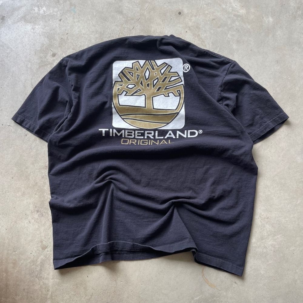 Vintage Timberland T-Shirt Mens XL Black Made in‎ USA Graphic Tee Heavyweight
